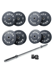 BRIXX Classic Olympische Bumper Plates - 90kg Pakket (Barbell + Bumper Plates)