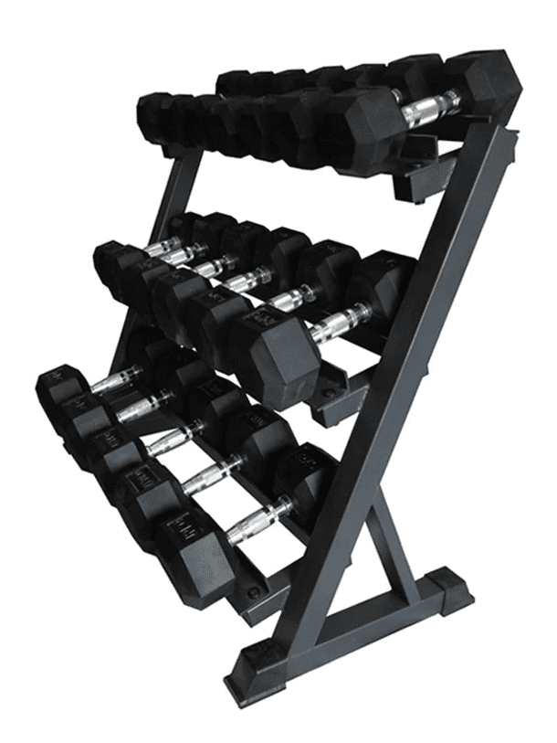 BRIXX 5kg - 30kg Hex Dumbbell Set & Rack | 6 Paren  - 210kg Pakket