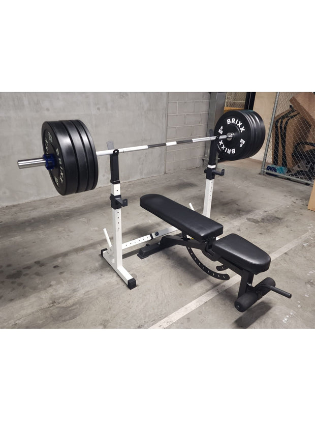 BRIXX Squat Stand, Bench, Bumper Plates & Barbell Pakket