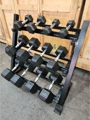 BRIXX 2.5kg - 25kg Hex Dumbbell & Rack Set | 6 Paren  - 155kg Pakket