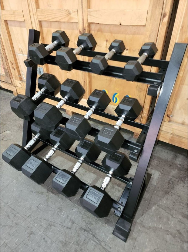 BRIXX 2.5kg - 25kg Hex Dumbbell & Rack Set | 6 Paren  - 155kg Pakket